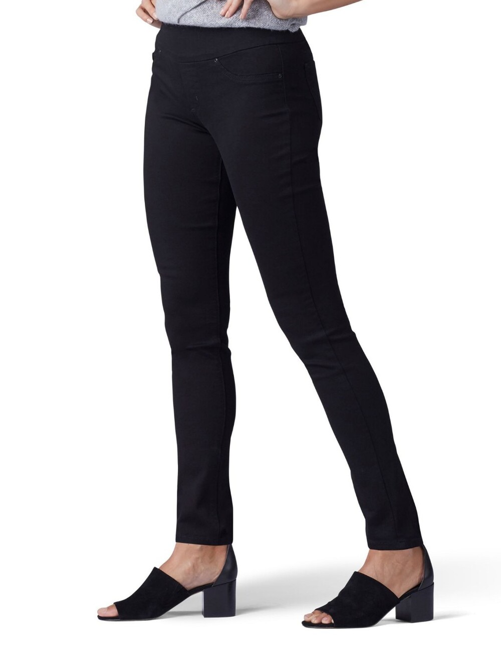 Womens LEE Sculpting Pull-On Slim Fit/Slim Leg Black Stretch Jeans Size 8